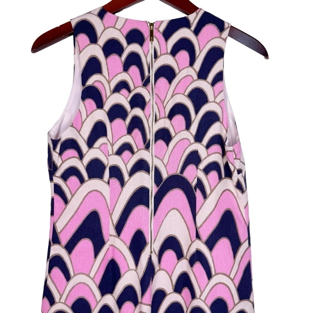 JB JULIE BROWN NYC Sleeveless Back Zip Shift Dress Size 4 in Multi Linen Blend